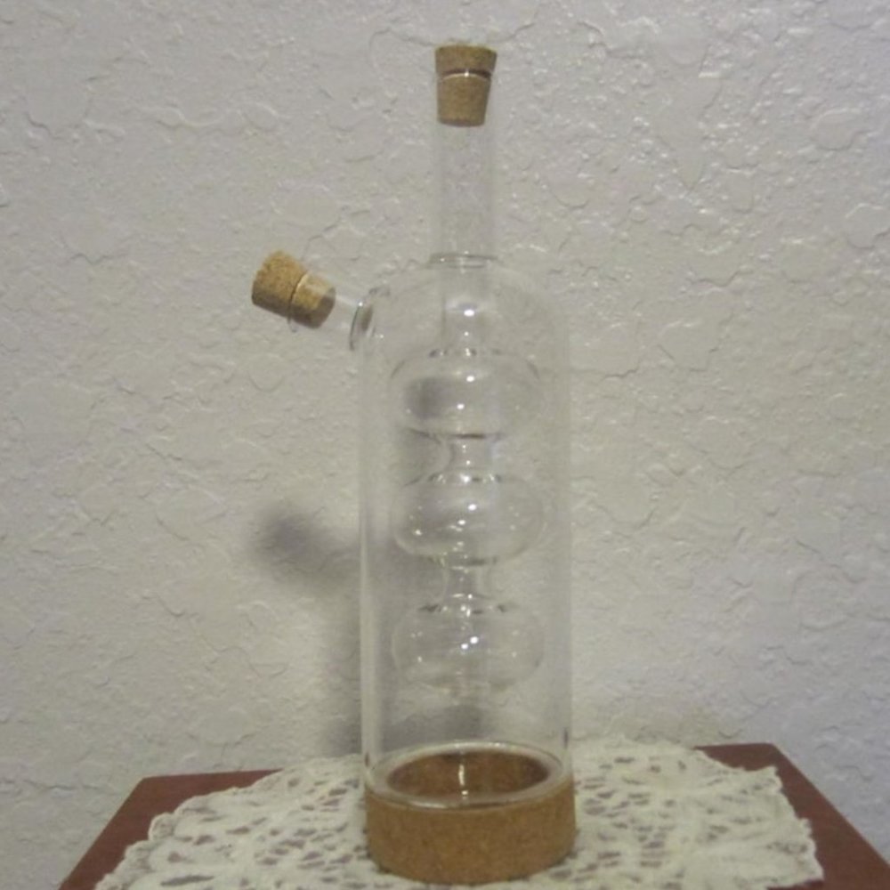 Lily's Home Glass Oil and Vinegar Cruet Dispenser with Cork Base--NIB - Picture 2 of 10
